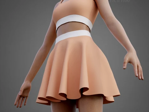 Womens Cami Tank Top and Mini Skirt Tennis Clothes - Two-Piece Sportswear Outfit Set 3D Model