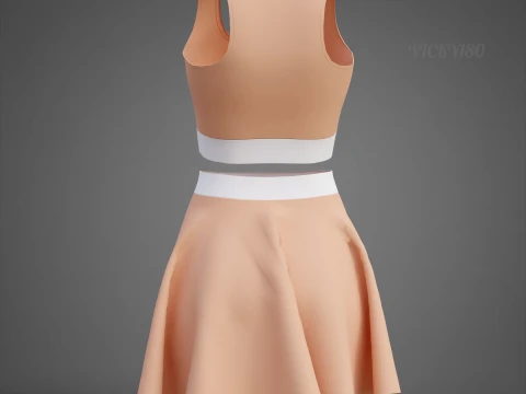 Womens Cami Tank Top and Mini Skirt Tennis Clothes - Two-Piece Sportswear Outfit Set 3D Model