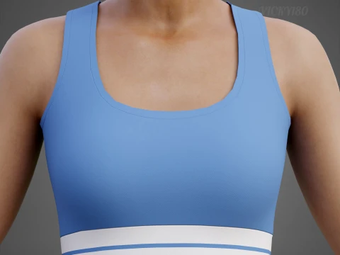 Conjunto de roupas esportivas femininas para t&ecirc;nis &ndash; suti&atilde; esportivo de cintura alta e minissaia alargada Modelo 3D