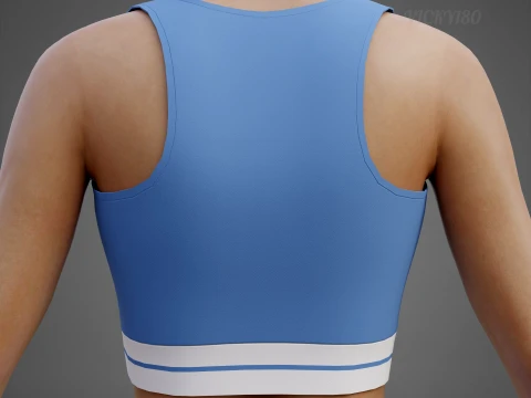 Conjunto de roupas esportivas femininas para t&ecirc;nis &ndash; suti&atilde; esportivo de cintura alta e minissaia alargada Modelo 3D