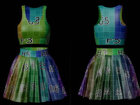 Sports Wear Tennis Outfit Set Sports Bra Tank Top with Pleated Mini Skirt Clothing 3D Model