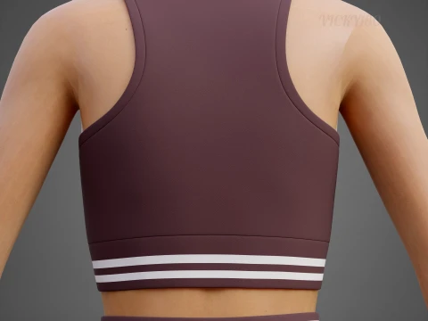 Roupa de duas pe&ccedil;as Activewear Co-Ord &ndash; Suti&atilde; esportivo saia skatista plissada Modelo 3D
