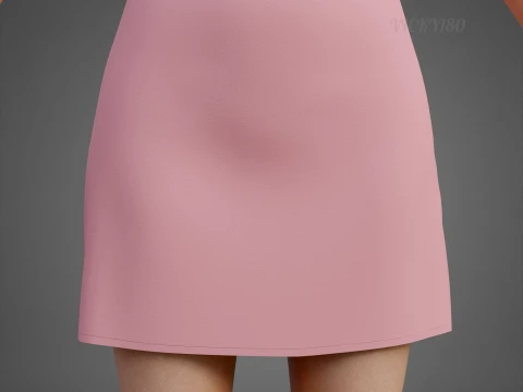 Completo estivo da donna in due pezzi Set con cinturino per spaghetti, minigonna, minigonna, abbigliamento 3D Modello 3D