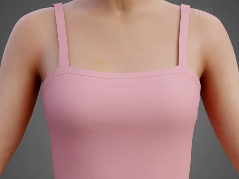 Completo estivo da donna in due pezzi Set con cinturino per spaghetti, minigonna, minigonna, abbigliamento 3D Modello 3D