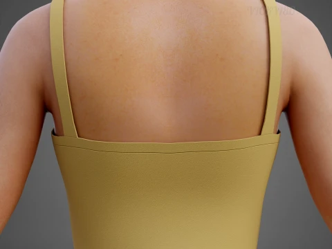 Cami Crop Top and Mini Skirt 3D Clothing Asset - Yellow Two-Piece Summer Outfit Set 3D Model