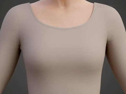 Womens Long Sleeve Open Back Skater Dress 3D Clothing Asset - Short Flare Dress 3D Model