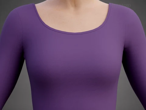Abito da skater viola a maniche lunghe con schiena bassa Abito di abbigliamento 3D - Abito corto sportivo Modello 3D