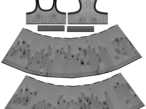Black and White Sports Wear Tennis Outfit Set Sports Bra Tank Top with Pleated Mini Skirt Clothing 3D Model