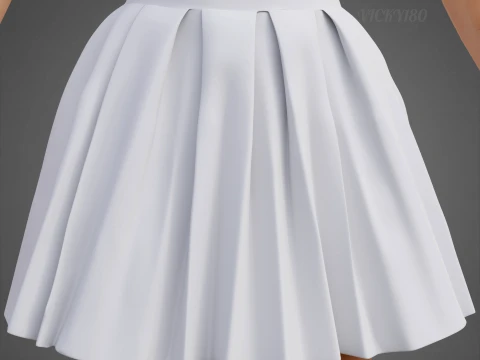 Black and White Sports Wear Tennis Outfit Set Sports Bra Tank Top with Pleated Mini Skirt Clothing 3D Model