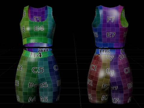 Womens 2 Piece Workout Set - Tank Top High Waisted Biker Shorts Yoga Outfit Clothing 3D Model