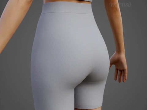 Womens 2 Piece Workout Set - Tank Top High Waisted Biker Shorts Yoga Outfit Clothing 3D Model