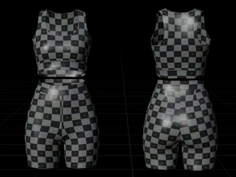 Womens Two Piece Yoga Set - Crop Top Biker Shorts Sportswear Outfit Clothing 3D Model