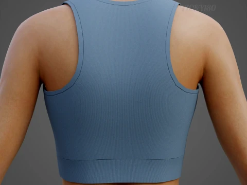 Womens Two Piece Yoga Set - Crop Top Biker Shorts Sportswear Outfit Clothing 3D Model