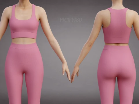 İki Par&ccedil;alı Spor Egzersiz Kıyafeti - Atlet ve Yoga Pantolonu 3D Giyim 3D Model