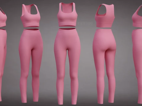 İki Par&ccedil;alı Spor Egzersiz Kıyafeti - Atlet ve Yoga Pantolonu 3D Giyim 3D Model