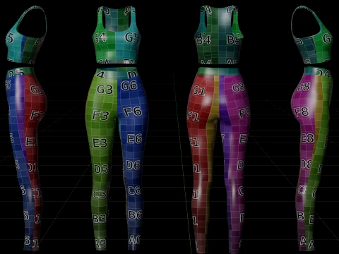 İki Par&ccedil;alı Spor Egzersiz Kıyafeti - Atlet ve Yoga Pantolonu 3D Giyim 3D Model