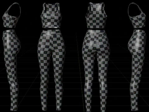 İki Par&ccedil;alı Spor Egzersiz Kıyafeti - Atlet ve Yoga Pantolonu 3D Giyim 3D Model