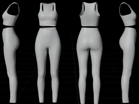 İki Par&ccedil;alı Spor Egzersiz Kıyafeti - Atlet ve Yoga Pantolonu 3D Giyim 3D Model