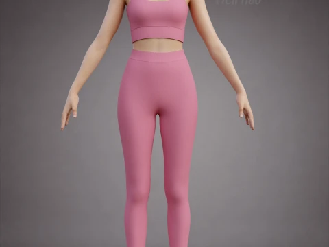 İki Par&ccedil;alı Spor Egzersiz Kıyafeti - Atlet ve Yoga Pantolonu 3D Giyim 3D Model