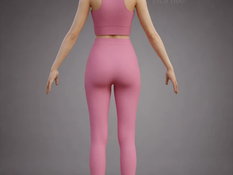 İki Par&ccedil;alı Spor Egzersiz Kıyafeti - Atlet ve Yoga Pantolonu 3D Giyim 3D Model