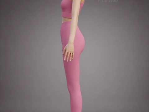 İki Par&ccedil;alı Spor Egzersiz Kıyafeti - Atlet ve Yoga Pantolonu 3D Giyim 3D Model