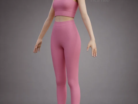 İki Par&ccedil;alı Spor Egzersiz Kıyafeti - Atlet ve Yoga Pantolonu 3D Giyim 3D Model