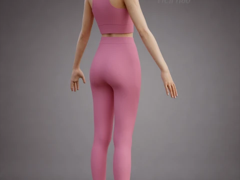İki Par&ccedil;alı Spor Egzersiz Kıyafeti - Atlet ve Yoga Pantolonu 3D Giyim 3D Model