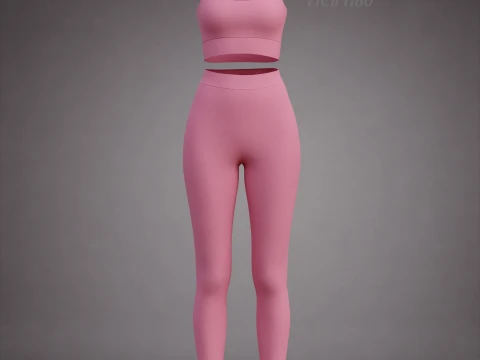 İki Par&ccedil;alı Spor Egzersiz Kıyafeti - Atlet ve Yoga Pantolonu 3D Giyim 3D Model