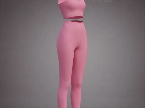 İki Par&ccedil;alı Spor Egzersiz Kıyafeti - Atlet ve Yoga Pantolonu 3D Giyim 3D Model