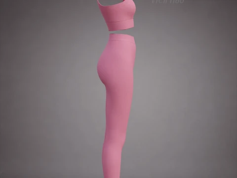 İki Par&ccedil;alı Spor Egzersiz Kıyafeti - Atlet ve Yoga Pantolonu 3D Giyim 3D Model