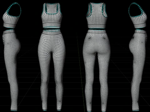 Roupa de ioga branca e preta - suti&atilde; esportivo regata e leggings roupas 3D Modelo 3D