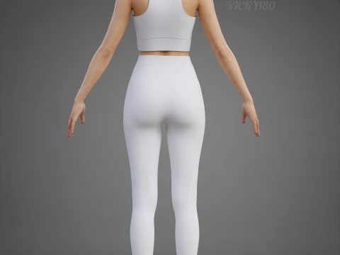 Roupa de ioga branca e preta - suti&atilde; esportivo regata e leggings roupas 3D Modelo 3D