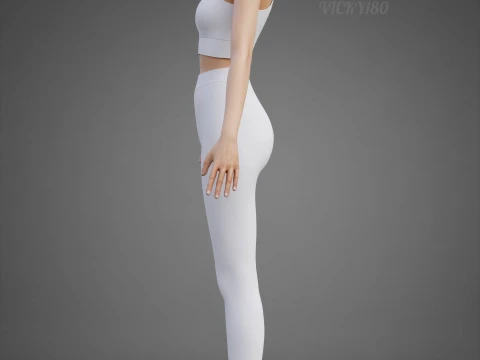 Roupa de ioga branca e preta - suti&atilde; esportivo regata e leggings roupas 3D Modelo 3D