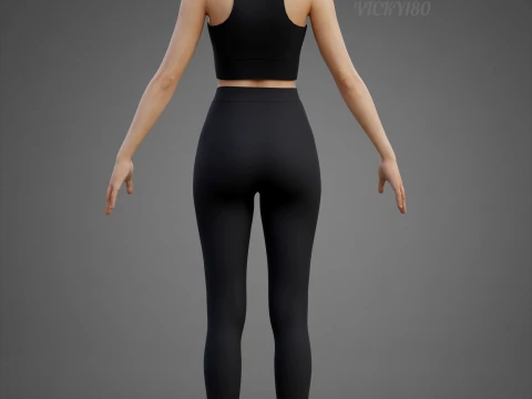 Roupa de ioga branca e preta - suti&atilde; esportivo regata e leggings roupas 3D Modelo 3D