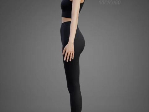 Roupa de ioga branca e preta - suti&atilde; esportivo regata e leggings roupas 3D Modelo 3D