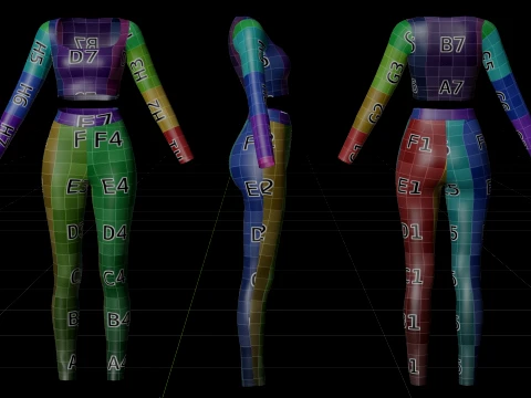 Womens Yoga Workout Set - Ribbed Crop Top Leggings Outfit 3D Clothing 3D Model