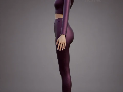 Womens Yoga Workout Set - Ribbed Crop Top Leggings Outfit 3D Clothing 3D Model