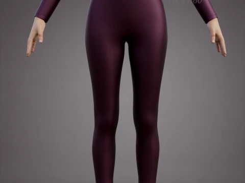 Womens Yoga Workout Set - Ribbed Crop Top Leggings Outfit 3D Clothing 3D Model