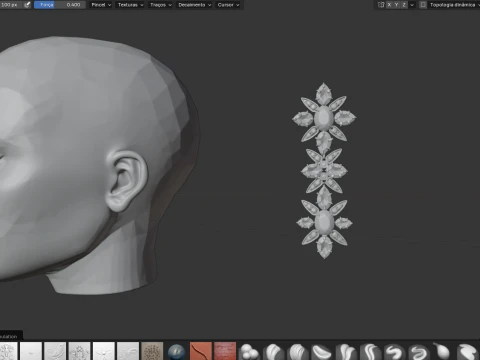 EMERALD EARRING 3D Model