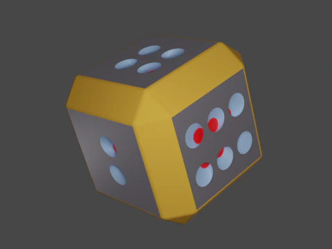 Stylized 3D Dice with Metallic Accents 3D Model