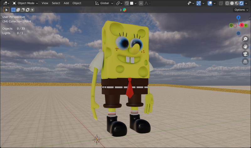 SpongeBob 3D Model .c4d .max .obj .3ds .fbx .stl .blend 