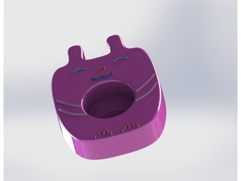 Cute Cat Tealight Candle Holder 3D Print Model