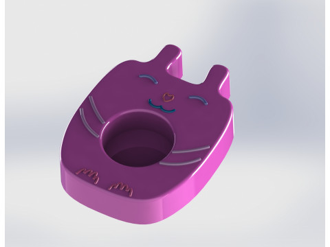 Cute Cat Tealight Candle Holder 3D Print Model