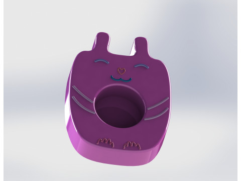 Cute Cat Tealight Candle Holder 3D Print Model