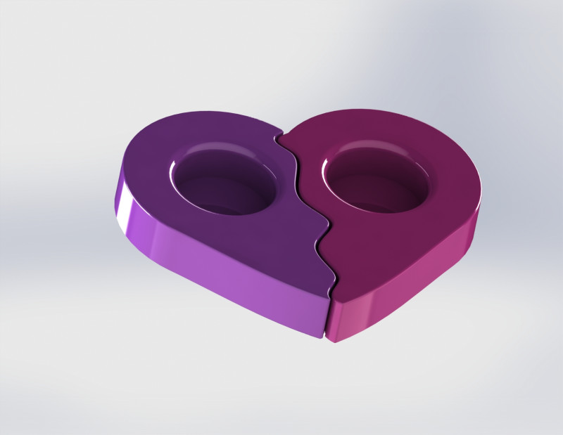 Heart Valentine Tealight Holder - Modular Candle Set No Support 3D Print Model .c4d .max .obj .3ds .fbx .stl .blend 