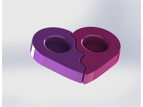 Heart Valentine Tealight Tutucu - Mod&uuml;ler Mum Seti Desteksiz 3D Baskı Modeli