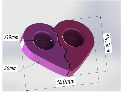 Heart Valentine Tealight Holder - Modular Candle Set No Support 3D Print Model