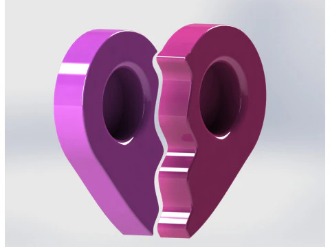 Heart Valentine Tealight Holder - Modular Candle Set No Support 3D Print Model
