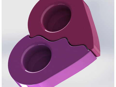 Heart Valentine Tealight Holder - Modular Candle Set No Support 3D Print Model