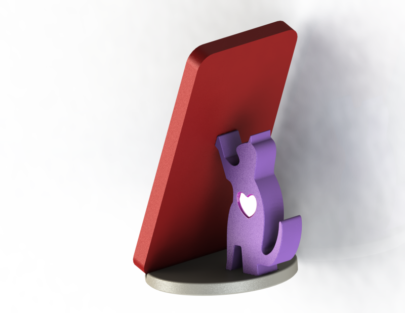 Geometric Heart Cat Phone Stand Modular Minimalist Design 3D Print Model .c4d .max .obj .3ds .fbx .stl .blend 